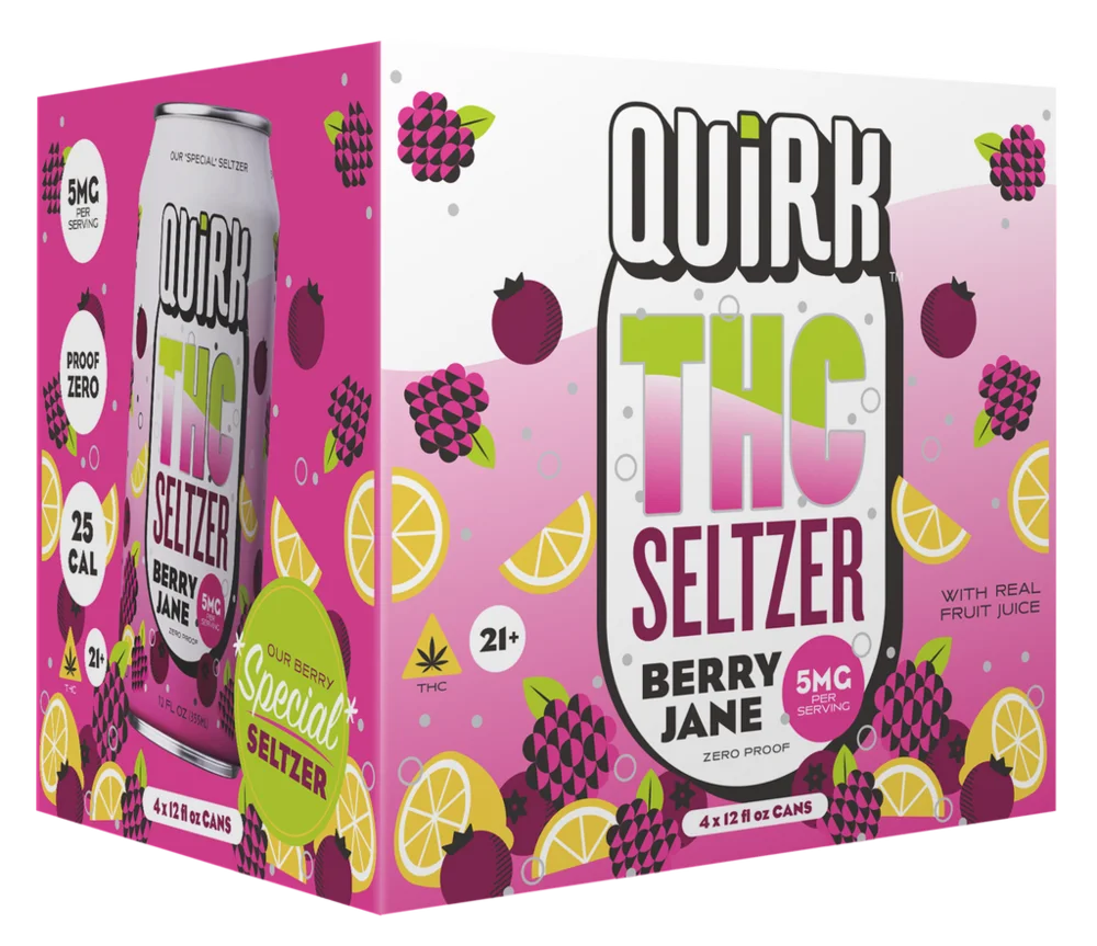 Quirk Quirk Berry Jane THC Seltzer (5mg), product photograph